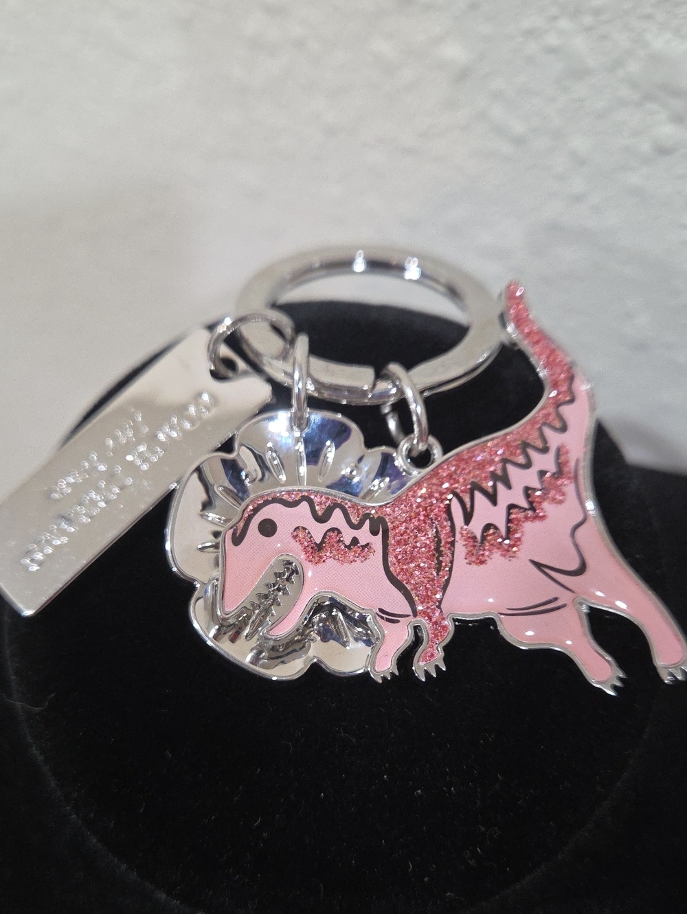 Coach Rexi Pink Glitter Dinosaur Key Ring Bag Charm